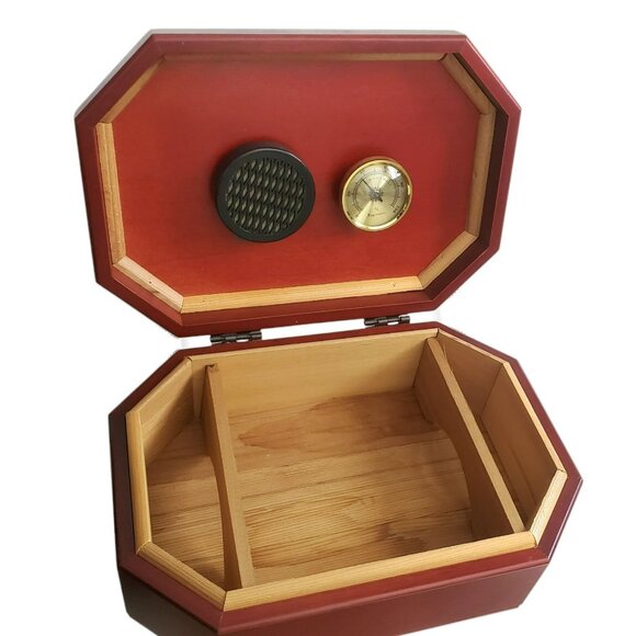 VTG Wood Cigar Humidor Tobacco Box Hygrometer Humidifier Jewelry Trinket Taiwan - Picture 14 of 15